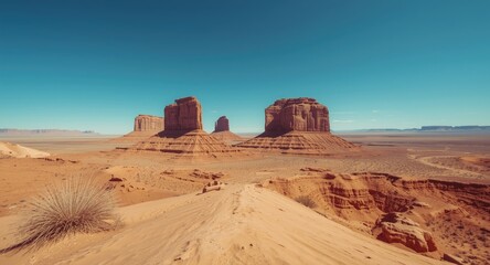 Sweeping view of characteristic erosion formation in desert mountains