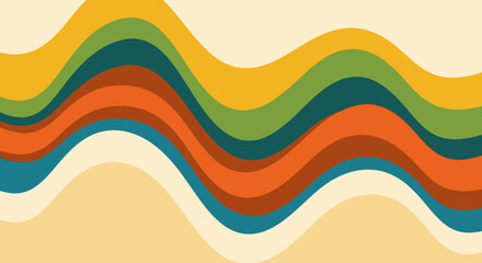 Vibrant Retro Style Wavy Lines Pattern Design.