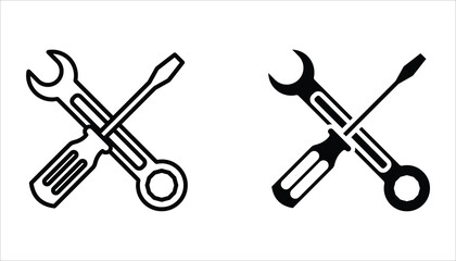 Screwdriver icon set. Equipment and screwdriver icon line style. Vector illustration for your logo web mobile app UI design.