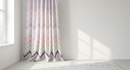 Soft pastel boho tie dye chevron and wave print for curtain and carpet