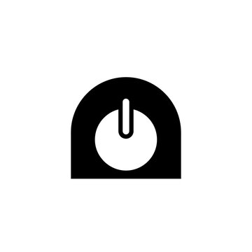Black Power Button Icon on White Background, Simple Design