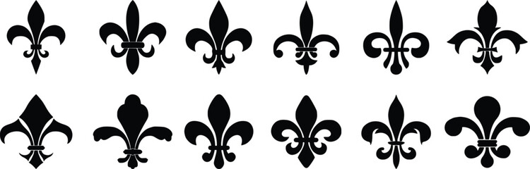 Fleur de Lis Symbol Collection – Classic Heraldic Lily Emblem Vector Set © Habibullah990
