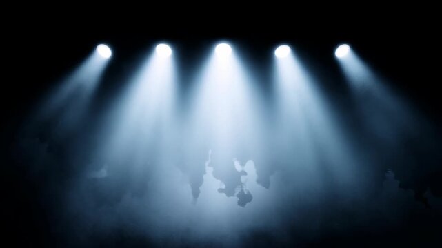 Abstract abstraction white light smoke stage spot lamp background design animation motion blue bright loop glow render smooth detailed sparkle three dimensional magic pulse colours stripes stage spot