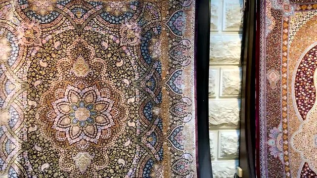Carpet market Bazaar Handcraft Vintage Luxury .Oriental Art Silk Wool