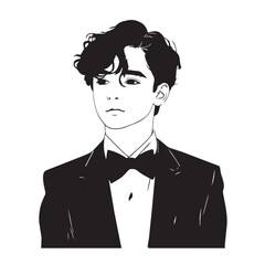vector illustration of a boy wearing tuxedo