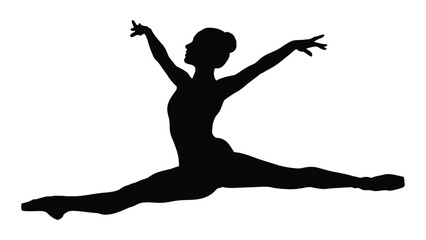 A silhouette of a ballerina in a graceful pose with arms extended. isolated on white background, Vector © SILHUETTECHEMBER