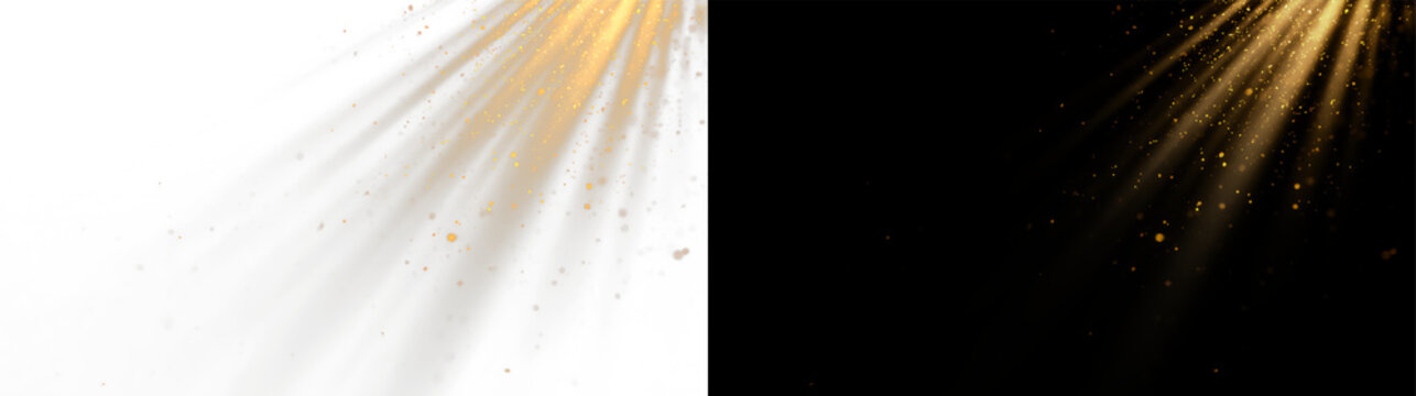 Diagonal warm spotlight rays overlay &mdash; cinematic golden light beam from corner, isolated on transparent background (PNG) overlay effect 
