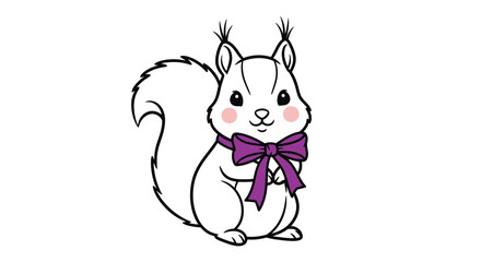 Fototapeta premium Cute Squirrel with Purple Bowtie