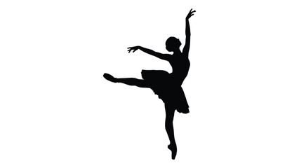 A silhouette of a ballerina in mid-performance, showcasing elegance and grace. isolated on white background, Vector © SILHUETTECHEMBER