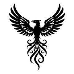 Fototapeta premium Phoenix Bird Logo Icon with Spread Wings Mythical Mascot and Luxury Brand Design
