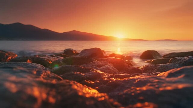 Serene Ocean Sunset with Gentle Waves.