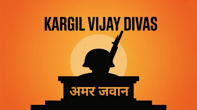 Kargil Vijay Diwas Background with Amar Jawan Soldier Silhouette Tribute