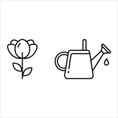 A flower and a watering can for gardening © Symon