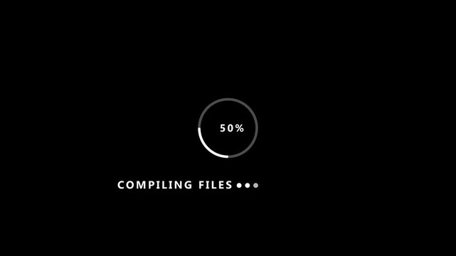 Loading Circle Indicator Showing 100 Percent Progress Compiling Files On Black Background loading bar