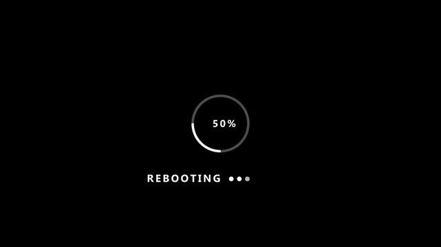 Rebooting Progress Indicator with 100 Percent Completion on Black Background loading circle
