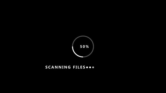 Scanning Files Progress Indicator with 100 Percent Completion on Black Background loading