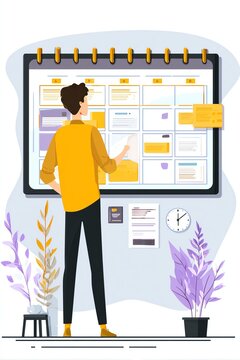 Freelancer managing tasks on a digital calendar, ensuring an organized and efficient remote work life.