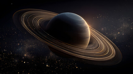 Majestic Ringed Planet in Deep Space