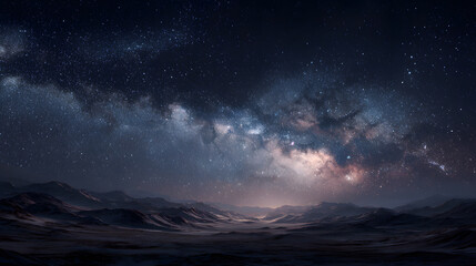Milky Way Galaxy Over Silent Mountain Landscape