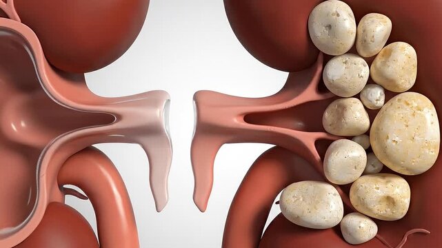 Healthy vs Kidney Stone Kidney Comparison &ndash; Renal Structure Scientific Visualization