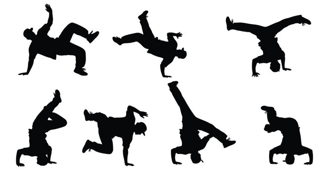 Dynamic Breakdancing Silhouettes Showcasing Athleticism and Artistic Movement