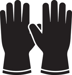 Obraz premium Hand gloves icon in silhouette on white background..