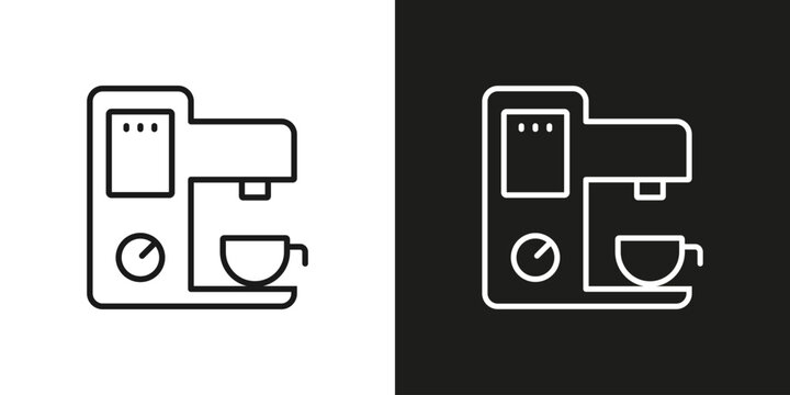 Coffee machine or maker - vector editable line icon.
