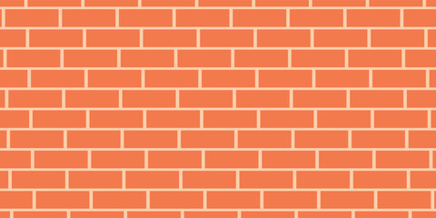 Obraz premium Brick wall seamless pattern. Vector illustration. Red color. Cartoon design. Flat style. Minimalism. Wall texture background. Stone blocks. Realistic. Eps10.