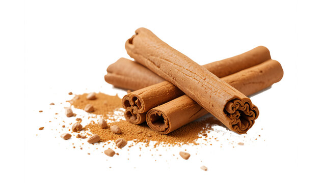 Aromatic cinnamon sticks isolated on transparent background 