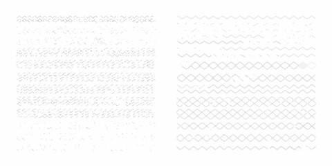 Fototapeta premium Abstract patterns resembling handwritten text and geometric shapes on paper