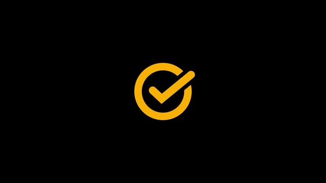 Yellow checkmark in circle on black background