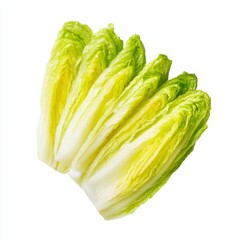 Fresh and Crisp Romaine Lettuce Leaves Isolated on White Background for Healthy Cooking and Salad Preparation