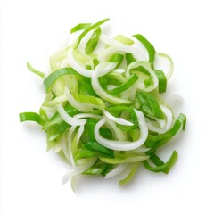 Fresh Green Onion Slices on White Background for Culinary Use in Cooking and Food Photography