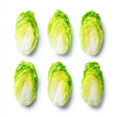 Fresh Romaine Lettuce Leaves Isolated on White Background for Healthy Eating and Cooking Inspiration