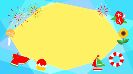 夏をイメージした爽やかな壁紙イラスト素材【web画面サイズ】