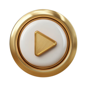 3d render of a luxurious gold play button icon ideal for media and gaming interfaces