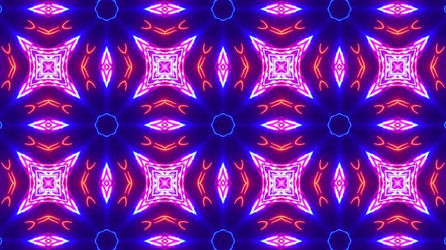 Slow kaleidoscope with ambient mood for chill-out music, lounge videos, and relaxation content. Smooth flowing patterns perfect for background visuals. Seamless 4K loop.
