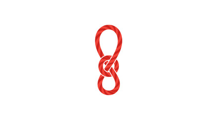 Obraz premium Red rope knot, stylized figure eight loop, clean graphic