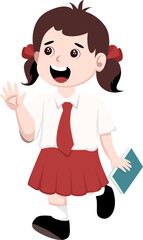 Diverse School Girls Cartoon Characters