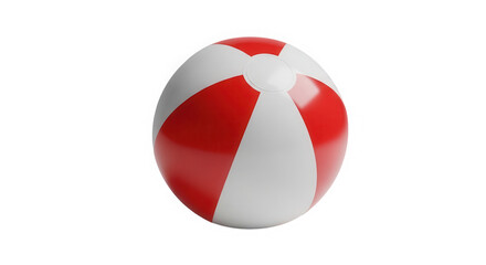 Naklejka premium Red and white beach ball isolated object for summer fun and outdoor recreation isolated on transparent background