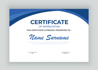 Obraz premium Modern Blue Certificate of Appreciation Template Design Vector