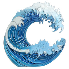 Crashing blue ocean wave with white foam crest curling