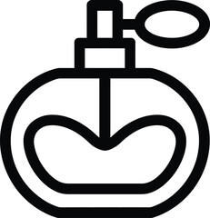 Black line art perfume bottle icon