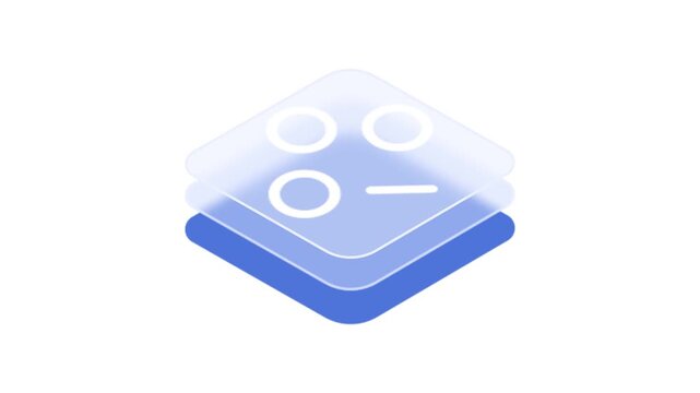 Isometric three layered abstract design with circular cutouts isolated graphic
