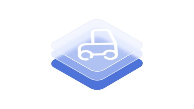 Modern flat design icon of car on layered geometric shapes
