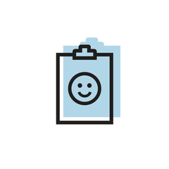 Modern Business Clipboard Line Icon with Blue Offset Shadow