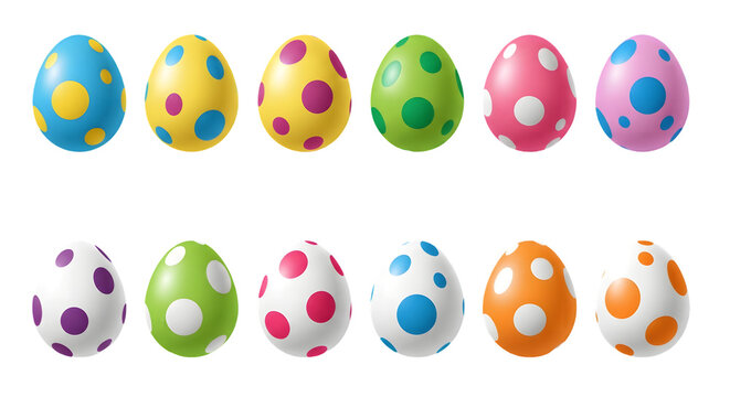 Easter eggs isolated on transparent background colorful polka dot easter eggs