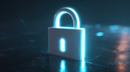 Fototapeta premium Glowing padlock data security concept