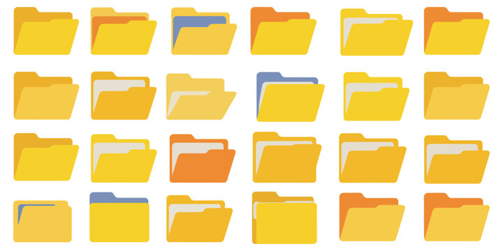 File Folder Icon open and closed folder vector, data storage illustration, minimal folder symbols