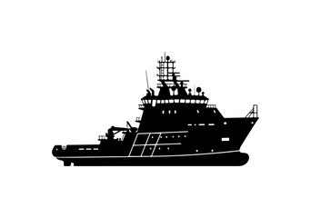 Obraz premium Modern Research or Supply Ship Vector Illustration